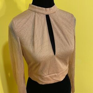 NWT The Sang Gold Glitter Key-Hole Crop Top Size Medium